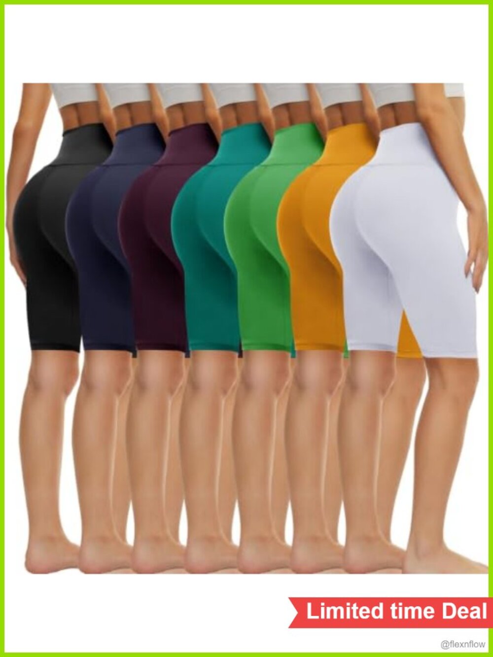 7 Pack Biker Shorts High Waisted Tummy Control Workout Yoga Gym Athletic